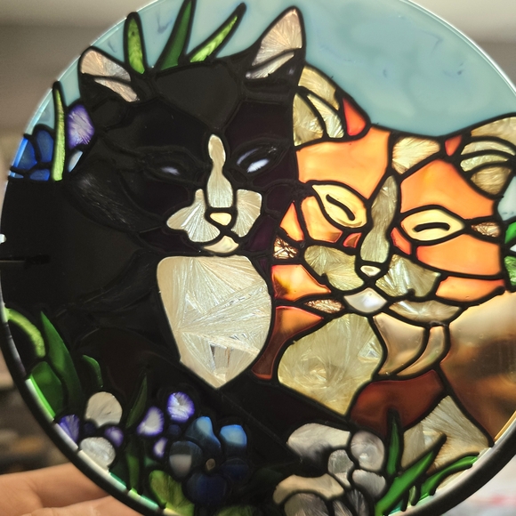 Cats Stained Glass Look Tea Light Holder Joan Baker Designs Pets Kitty Tiffany - Picture 4 of 7